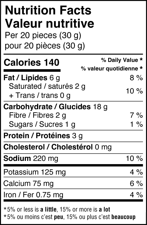Crunchers BBQ Nutrition Facts