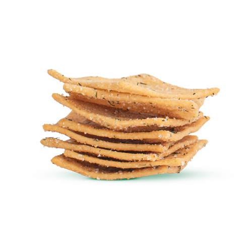 Stack of dill pickle crunchers